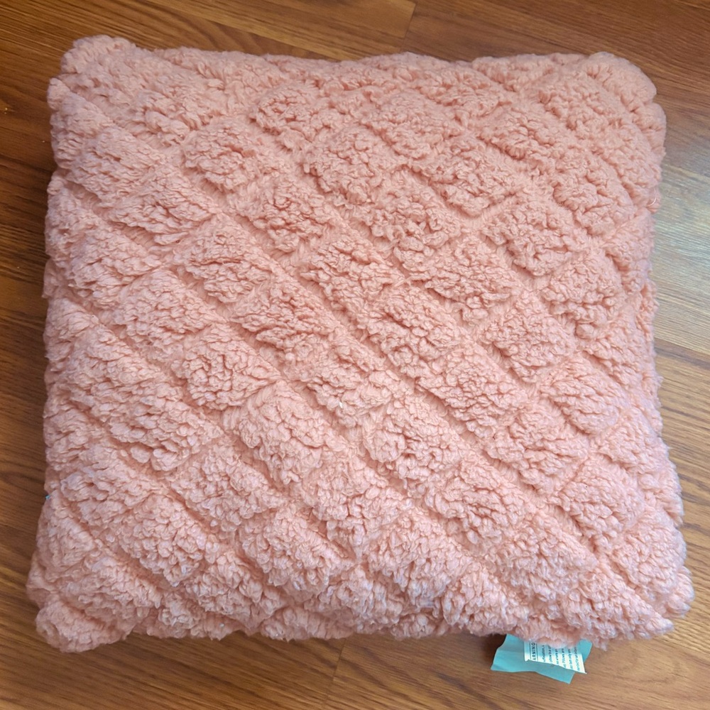 💥 Cozy Fuzzy Pink Textured Throw Pillow